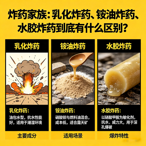 克拉玛依炸药家族：乳化炸药、铵油炸药、水胶炸药到底有什么区别？